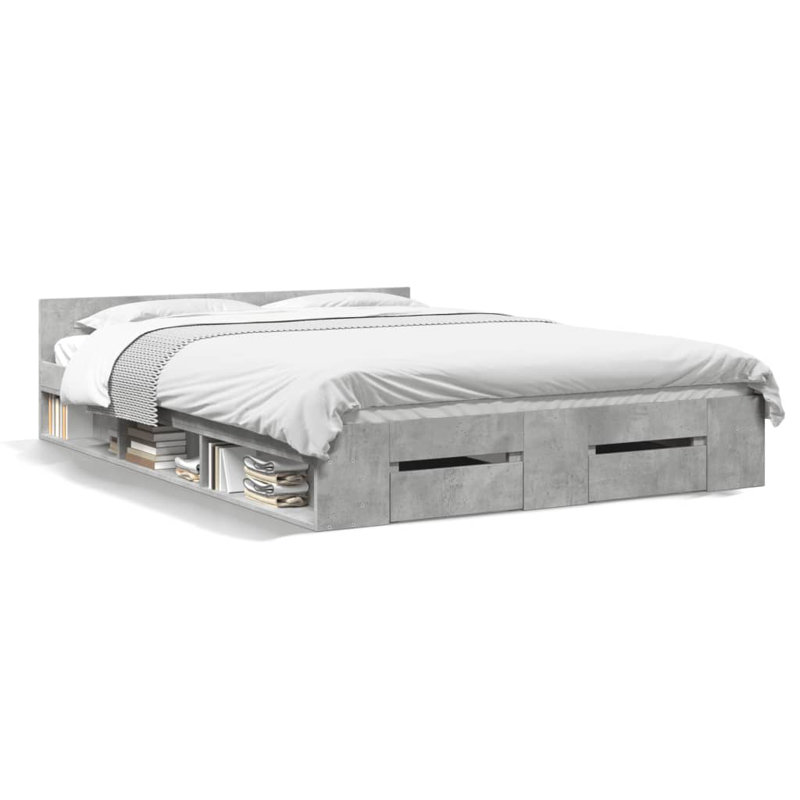 Obyrne Bed, 150 x 200cm, Concrete Grey