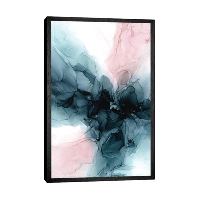 Blush & Deep Water Blue 1 Piece Wall Art on Canvas
