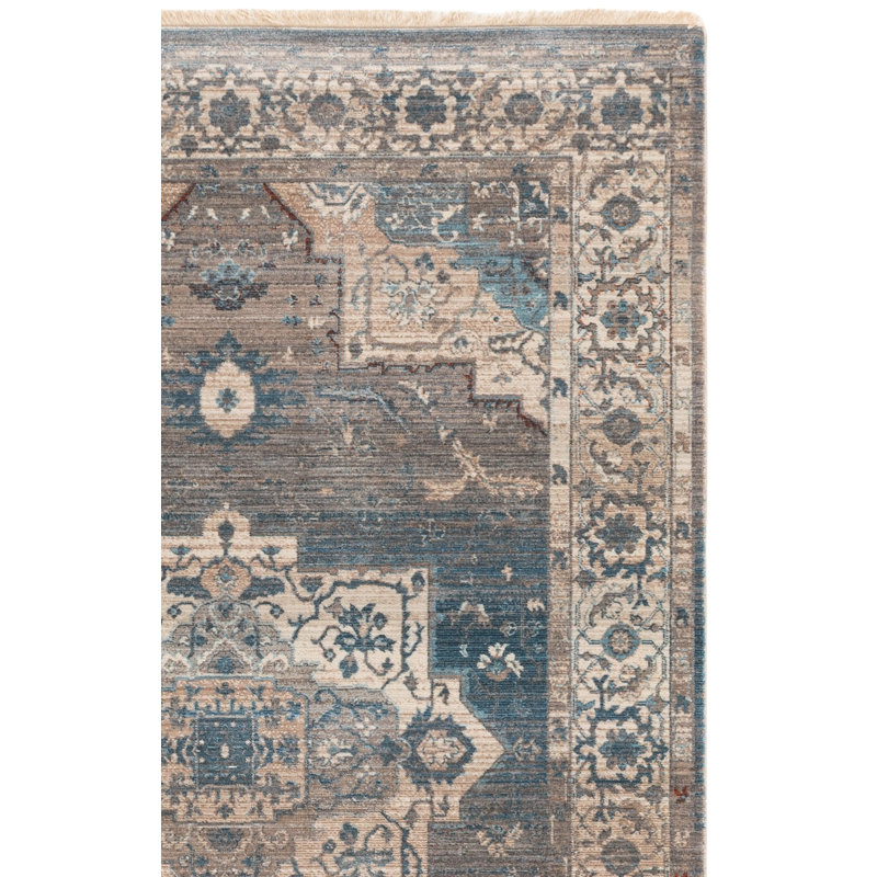 Tapis gris / bleu Volkman, Tapis de couloir 2 pi 2 po x 10 pi
