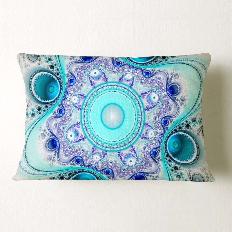 Abstract Wavy Curves and Circles Lumbar Pillow