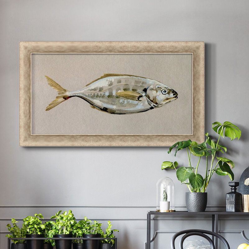 «Fresh Fish Study I», toile encadrée de qualité supérieure - prête à être accrochée, H 25 po x l 45 po x P 1,25 po