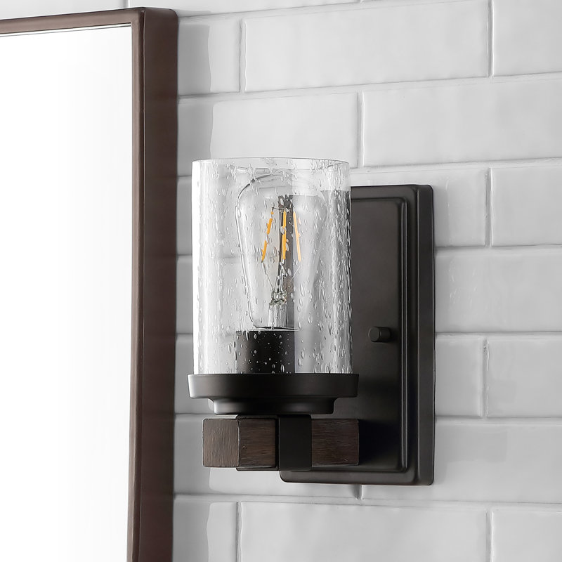 Éclairage pour salle de bain rustique à DEL Borth, Noir mat / brun foncé, 1 Light