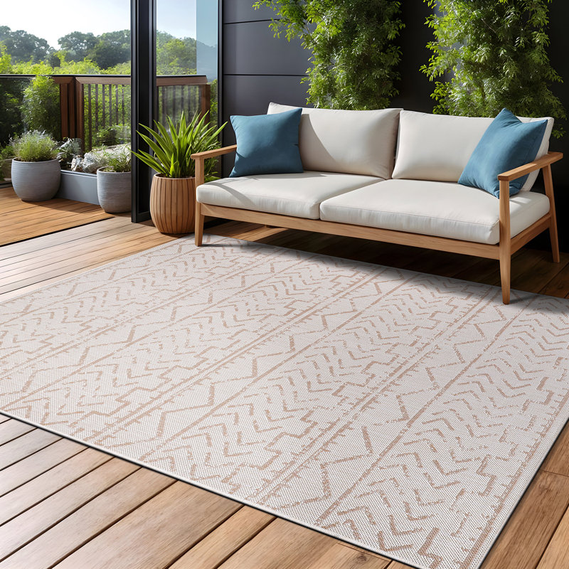 Tapis intérieur / extérieur beige Waikiki, Rectangle 9 pi x 12 pi