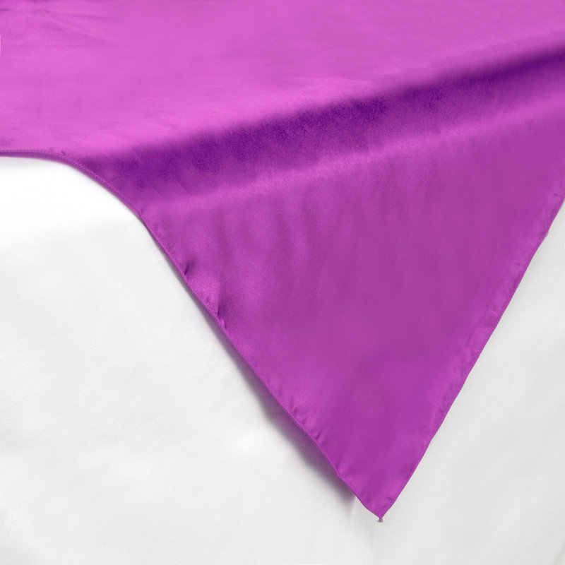  72" Square Satin Table Overlay, Purple, 5