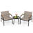 3 PCS Outdoor Chair Set Metal Frame Armchair & Table w/ Breathable Fabric Seat