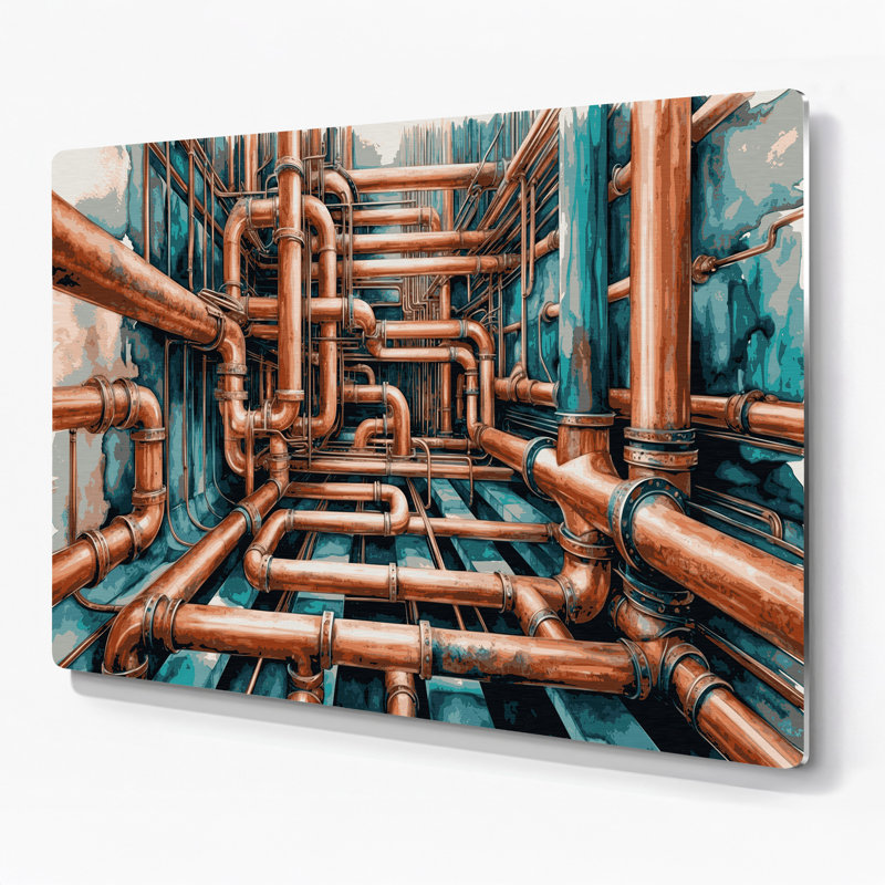 Art mural en métal Sci Fi Copper, H 132 po x l 168 po x P 0,05 po