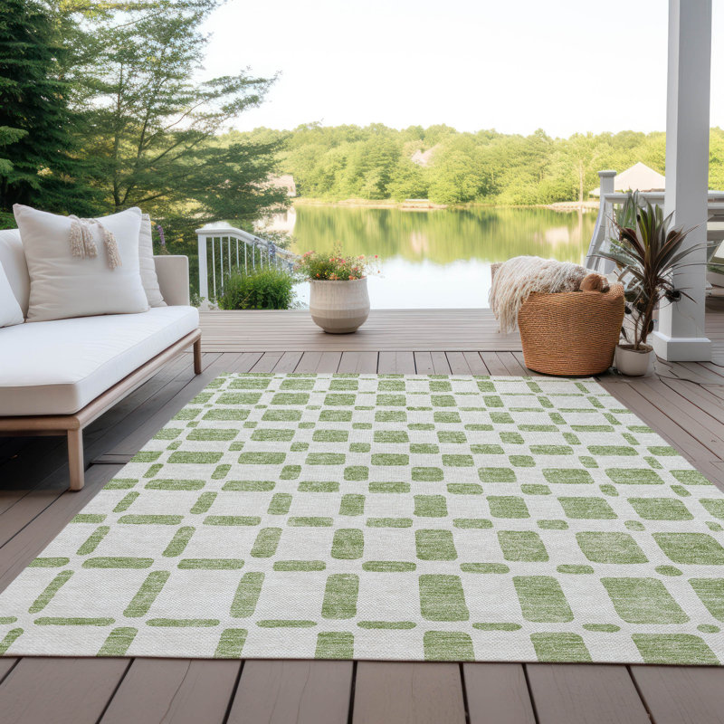 Malek Indoor/Outdoor Area Rug with Non-Slip Backing, Rectangle 9' x 12'