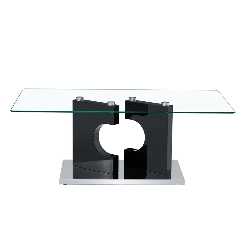 Glass Top Single Coffee Table, Black