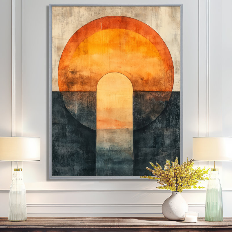 Toile architecturale moderne, art mural arche, Stocchetti, H 44 po x l 34 po, Encadrement argenté