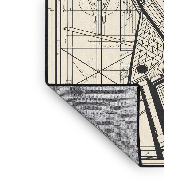 Tapis à motif géométrique moderne beige lavable à la machine Ovetta Space Rocket, 3x5