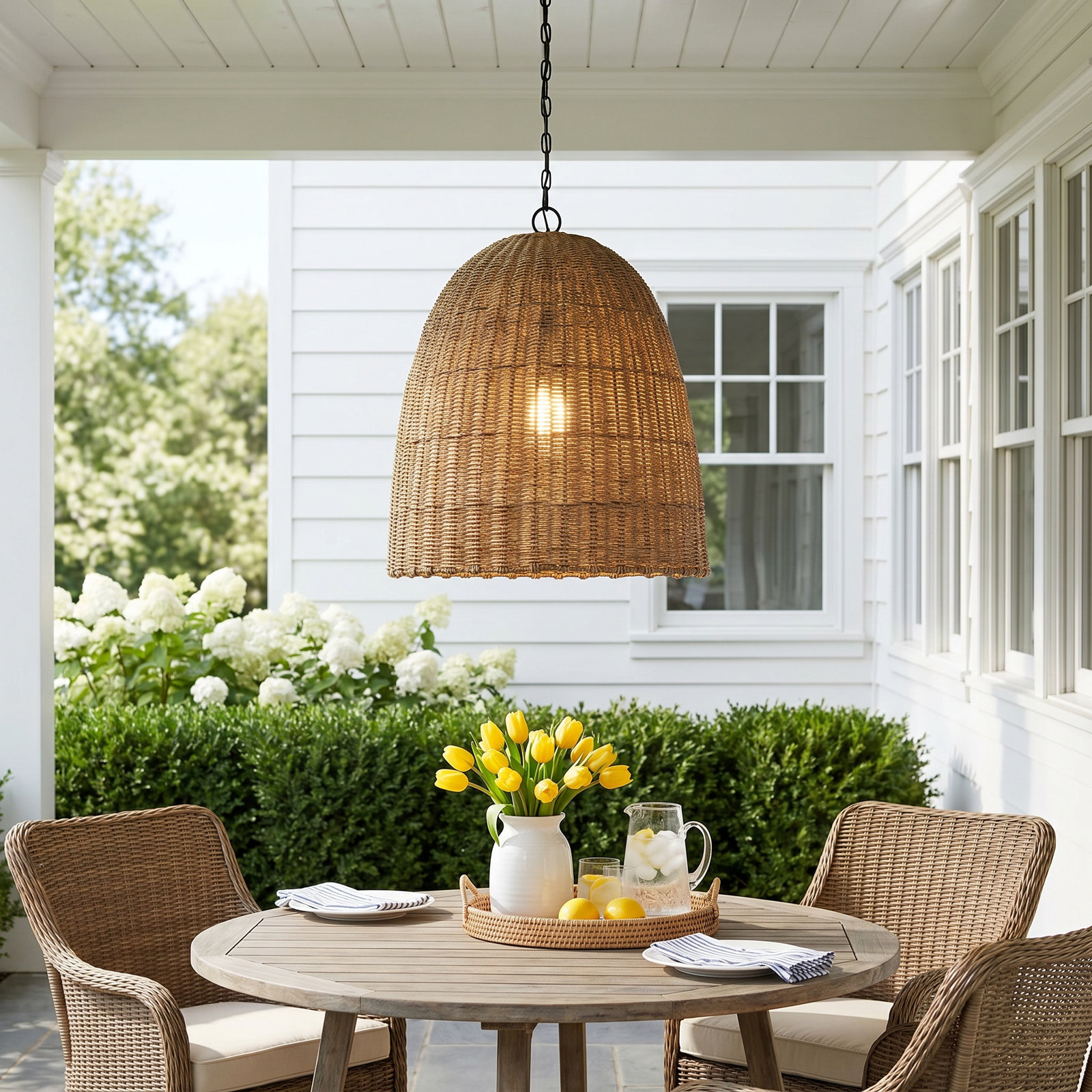 Beehive Outdoor Pendant Light, 30" H x 20.5" W x 20.5" D