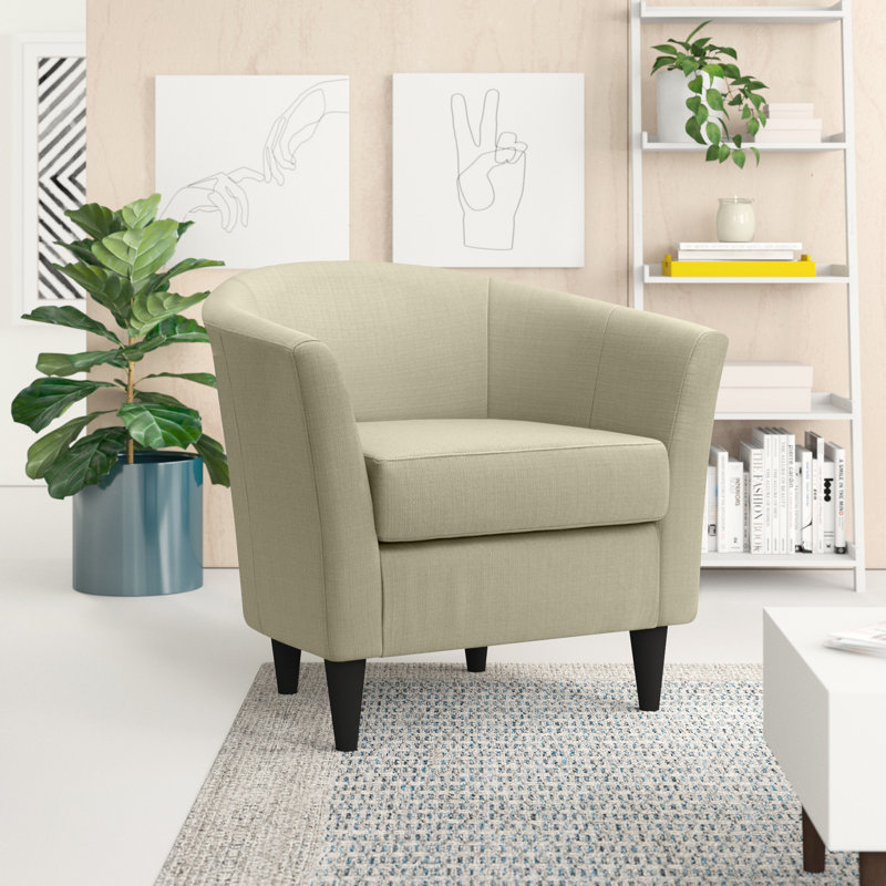 Fauteuil demi-tonneau l 31,5 po Kronos, Mélange de polyester Toupe, Noir