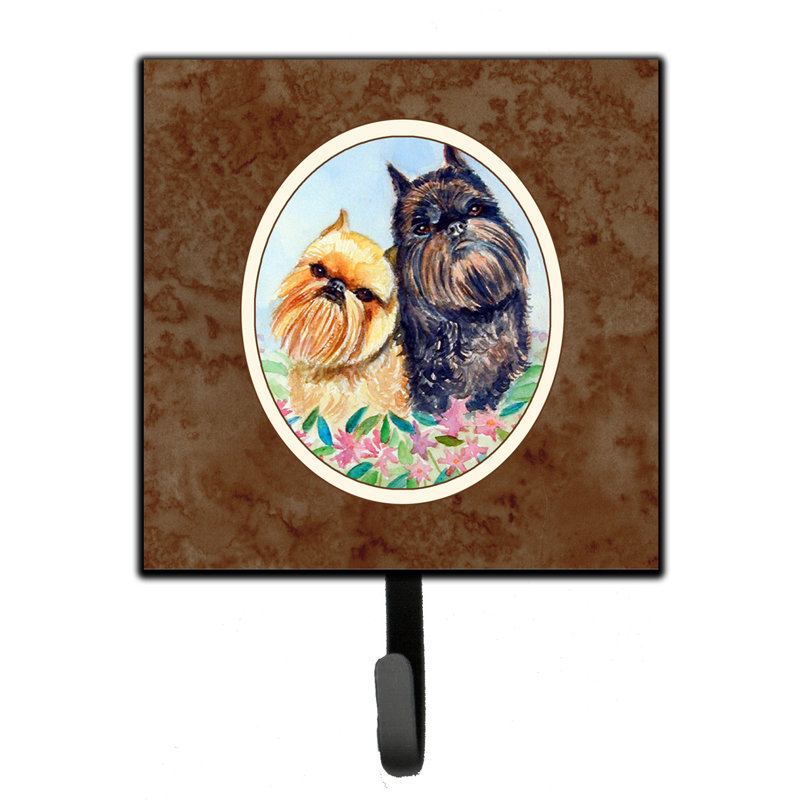 Pelin Metal Wall Organizer with Key Hooks, Brown/Black/Blue, Brussels Griffon
