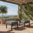 Set Of 2 24" Aluminum Patio Ottomans With Dark Gray Cushions, All-Weather Footrests