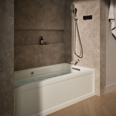 Baignoire tourbillon en alcôve Archer de 66 po x 32 po avec surface chauffée et drain droit