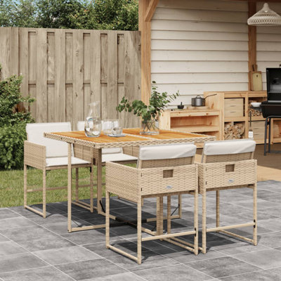  Ensemble de salle à manger de jardin beige, brun, blanc crème