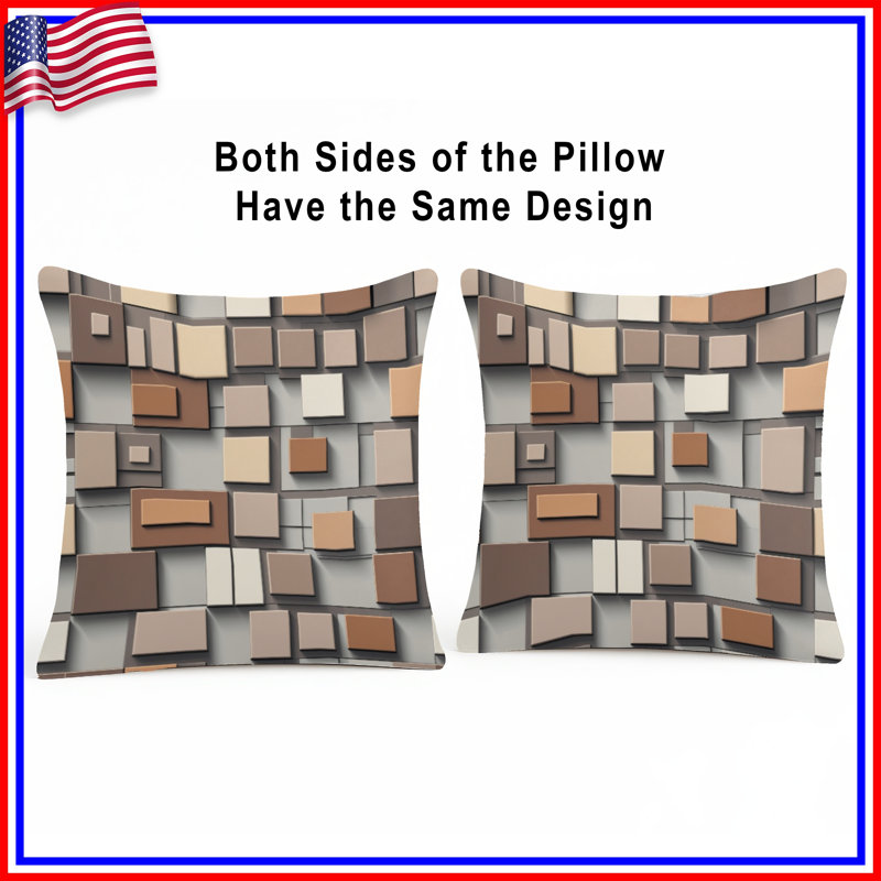 Geometric Block Pattern Double Sided Throw Pillows, 14 x 14 inches