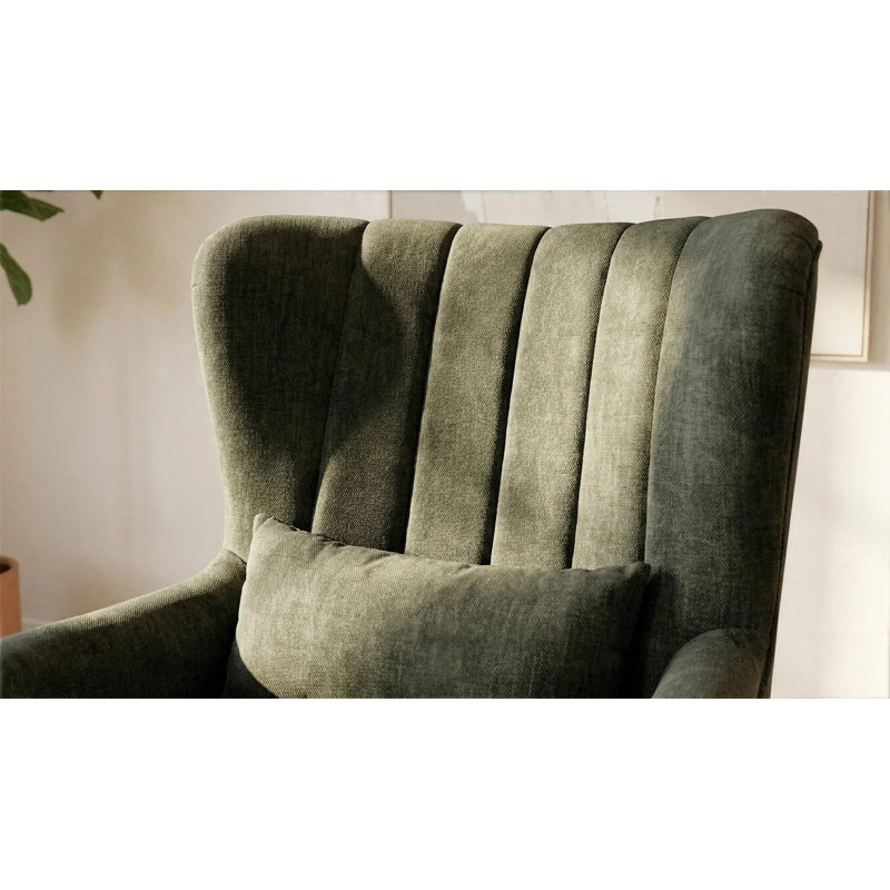 Colvin Upholstered Wingback Chair, Winter Moss Gray Velvet