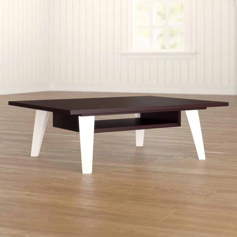 Four Leg Coffee Table with Storage, Black