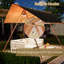 Hexagonal Shade Sail Canopy, Large 206"x118" UV Block Sun Shade with UPF 50+, Waterproof High-Density Polyester Fabric, Brown Rust-Resistant Poles & Built-in Hooks for Patio Backyard – Light Khaki