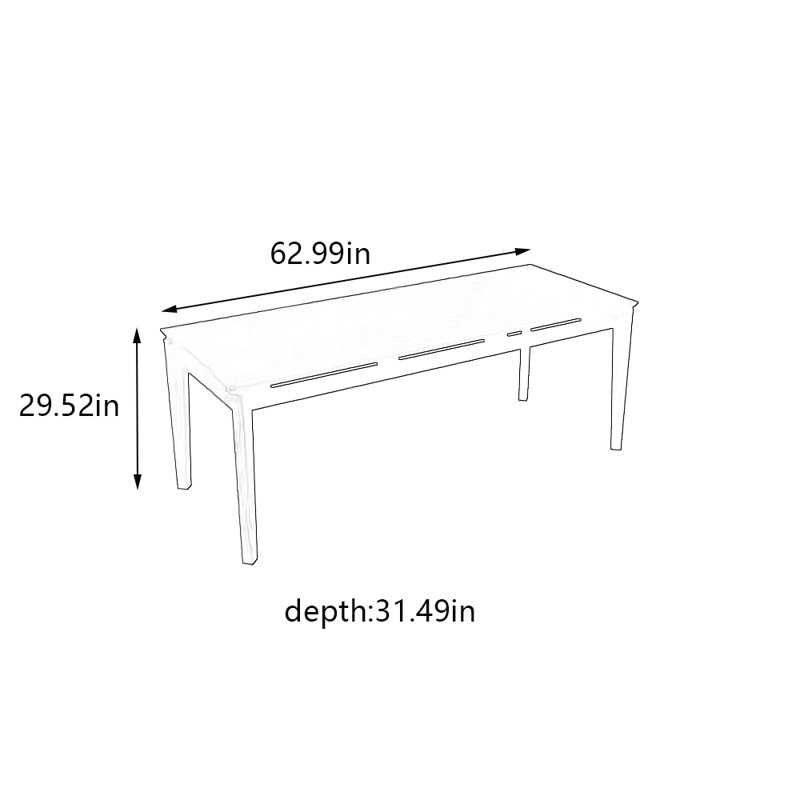 Nordic simple rectangular dining table, 29.52"H x 62.99"L x 31.49"W