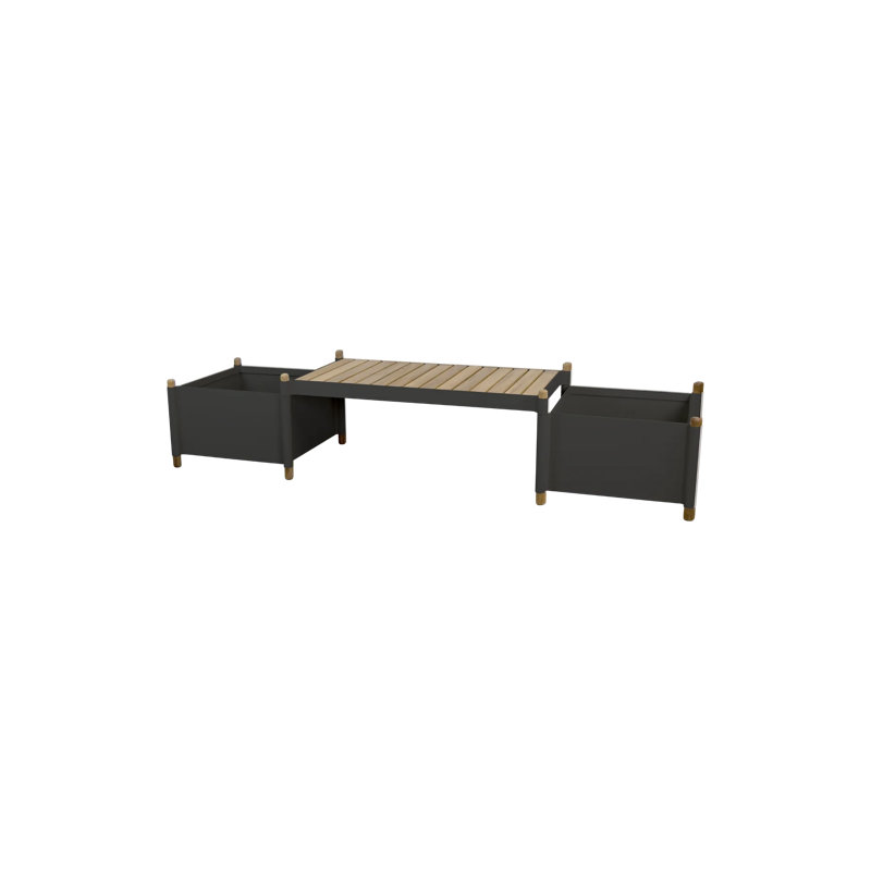 Sticks Outdoor Teak Bench, Lava Gray