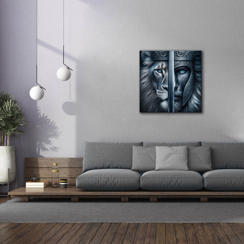  'Lion Warrior' by Rey Klimt Canvas Wall Art, 37" x 37", 37'' H x 37'' W