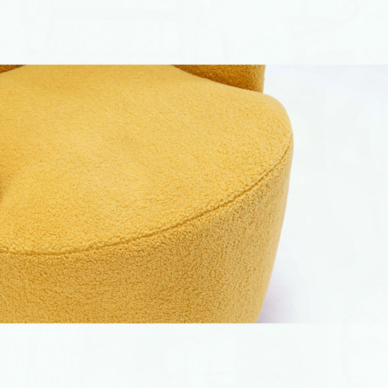 Fauteuil demi-tonneau pivotant en tissu Teddy - pivotant sur 360 °, Peluche jaune