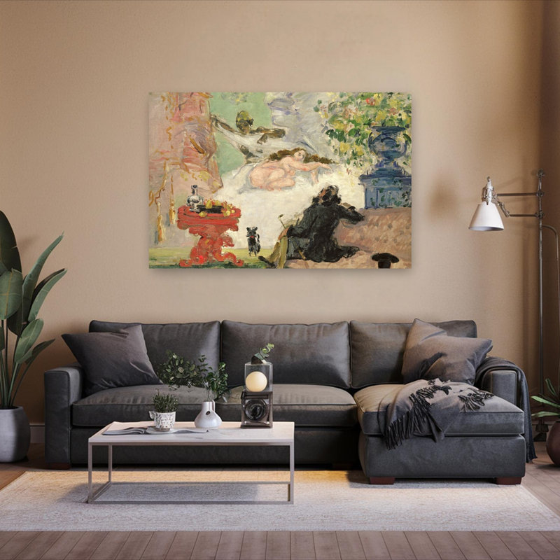 " A Modern Olympia, 1873-74 Abstract Contemporary Cat Flower Wall Art Print " by Paul Cezanne, H 40 po x l 60 po