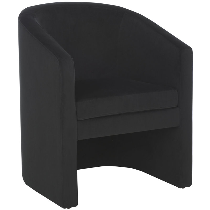 Fauteuil demi-tonneau en velours 24,4 po Ghina, Noir