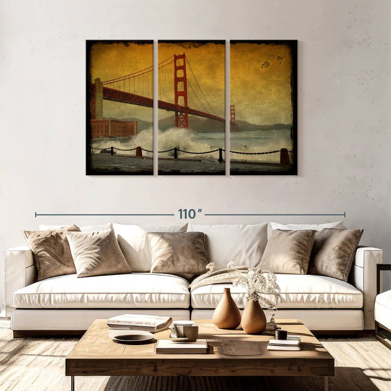 Lilie Grunge San Francisco Bridge, 42" H x 65" W