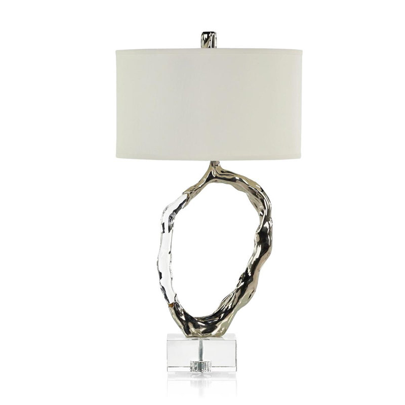 Metallic Ice Table Lamp, Brass, Cotton, Gold, Silver