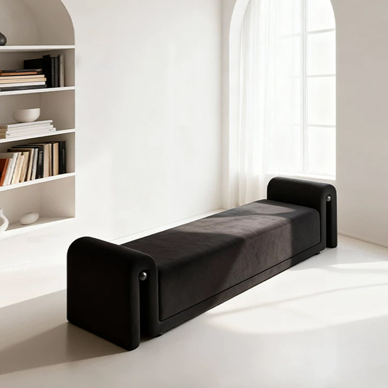 Banc rembourré noir, H 29,53 po x l 55,12 po x P 29,53 po, Noir