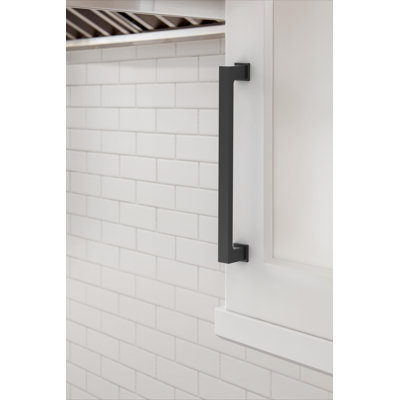 Bridgeport 6-5/16 inch (160mm) Center-to-Center Matte Black Cabinet Pull - 10 Pack