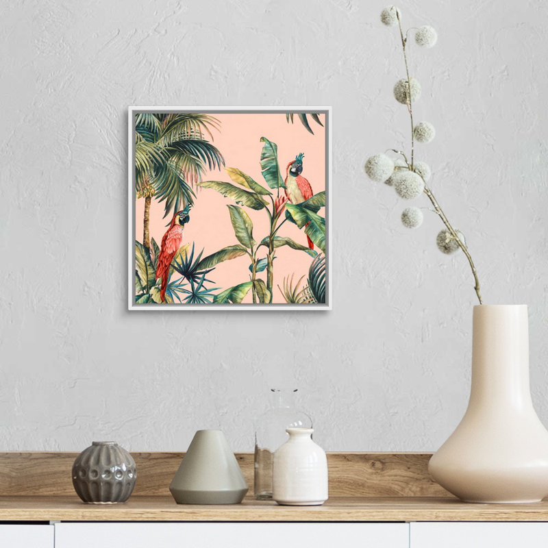 «Tropicano II» par Eva Watts, reproduction d'art sur toile, H 14 po x l 14 po x P 1,75 po, Cadre blanc
