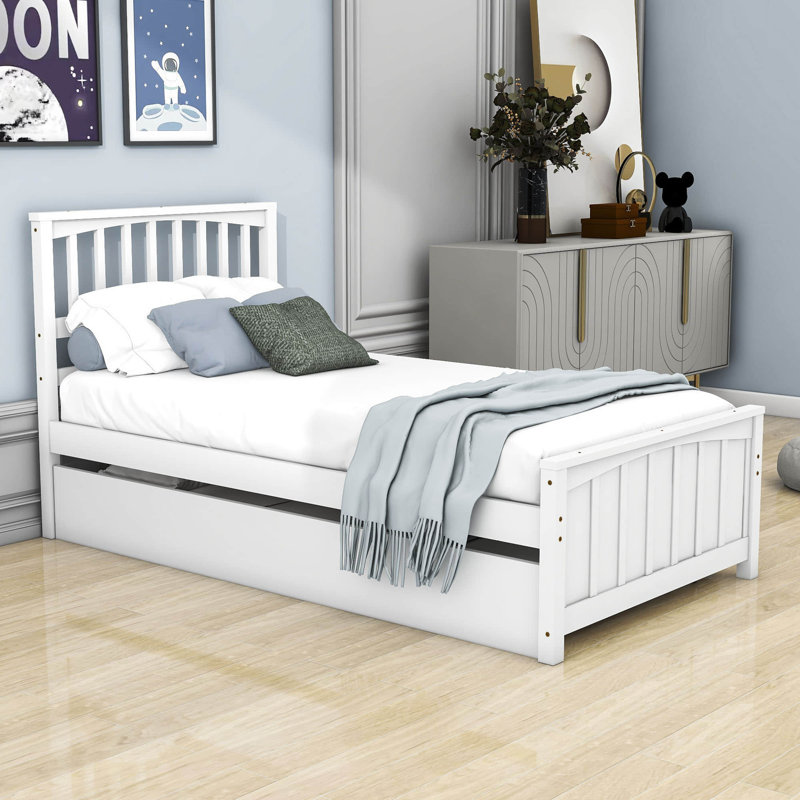 Lit plateforme simple avec lit gigogne Comyns, Blanc