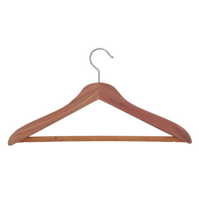 Cedar Coat Hanger With Fixed Bar, Set of 3