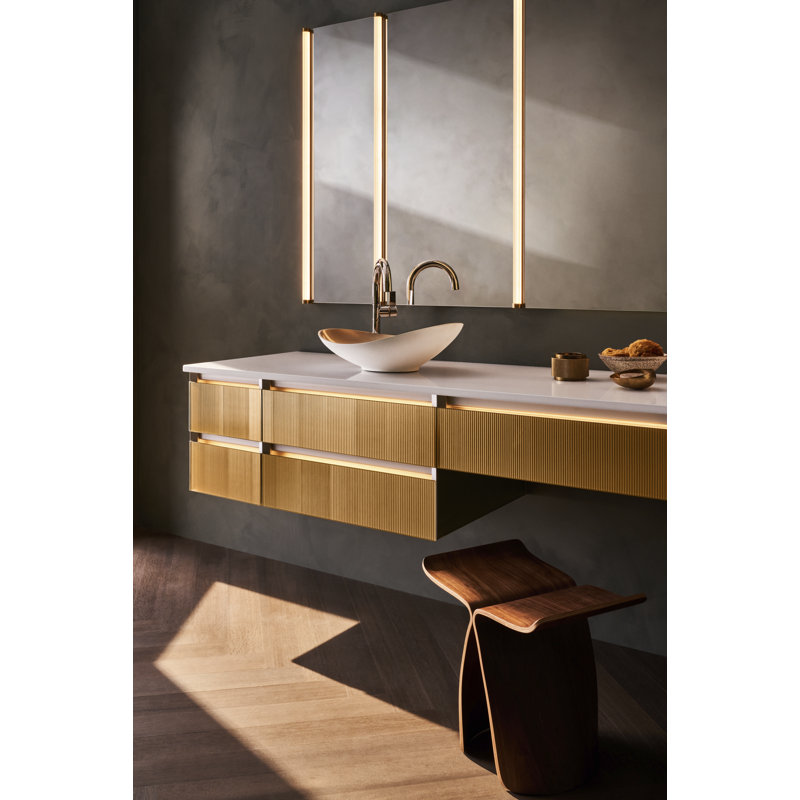 Dimmable LED Bath Bar Vanity Light with Dimmer, Brass, Fluted