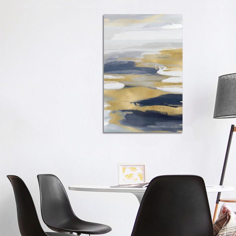 Intuition Blue And Gold I by Jackie Hanson - Wrapped Canvas Print, 101.6 cm H x 66.04 cm W x 1.91 cm D