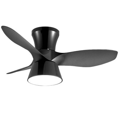 Sirius Indoor Black Flush Mount Ceiling Fan With LED Light Bulbs With Remote Control