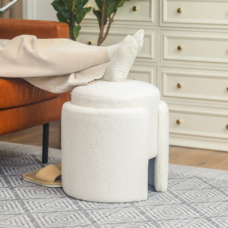 Tabouret rembourré Nowata, Blanc