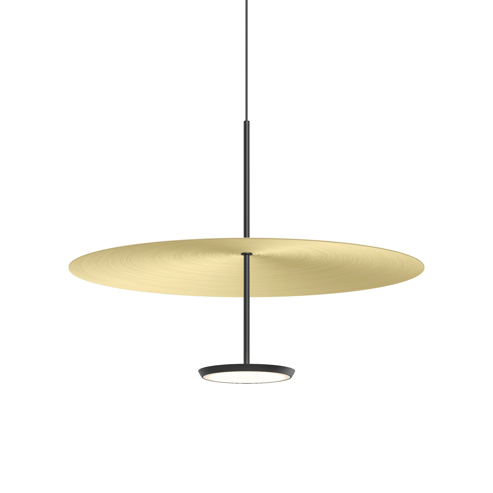 Sky Dome 1 - Light LED Pendant, 17.5" H x 24" W x 24" D, Brushed Brass, Matte Black