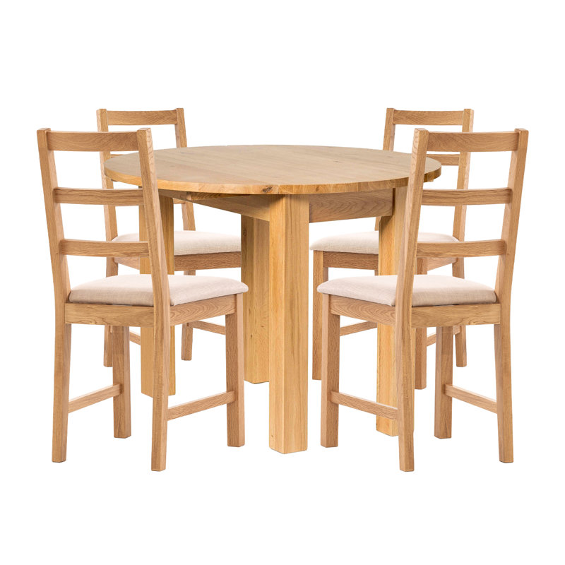 4 - Person Drop Leaf Solid Oak Dining Set, White