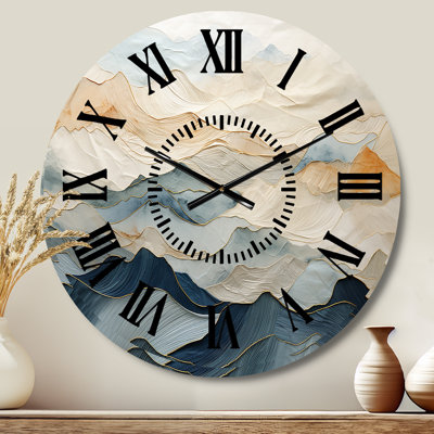 Majestic Mountain Peaks - Mountains Black Face Wall Clock