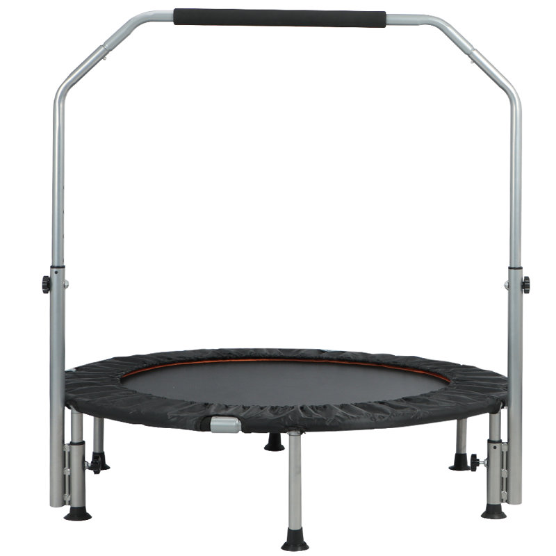 Mini Trampoline, Foldable Fitness Rebounder Large Bounce Area for Adults Indoor Body Exercise Workout with armrests