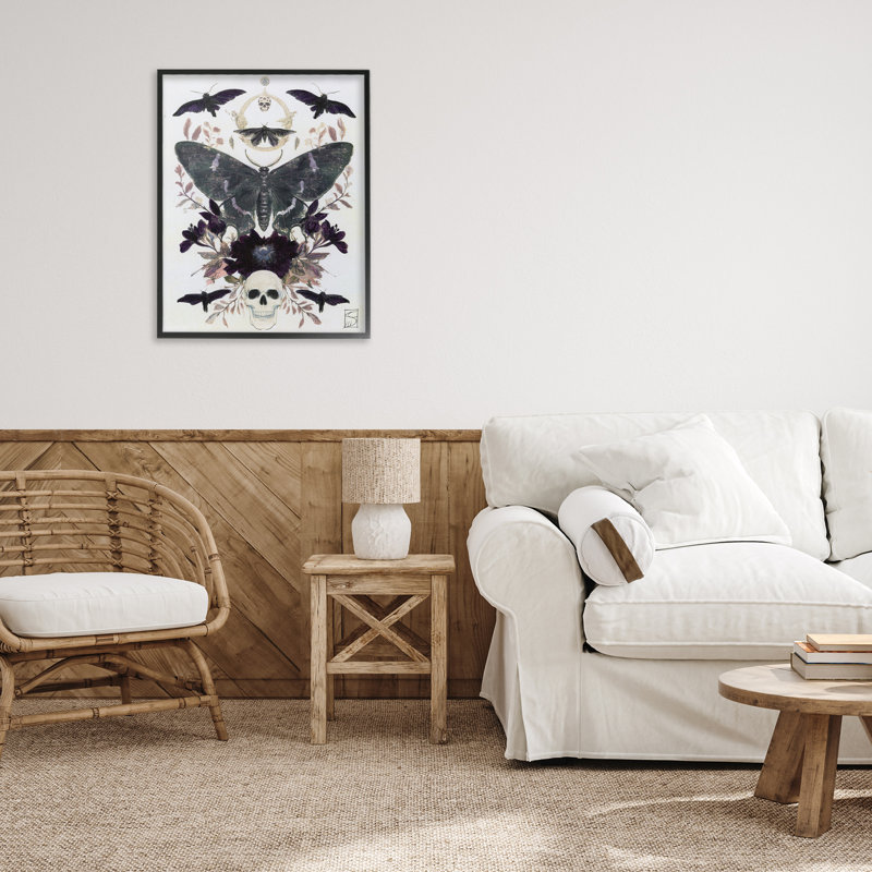 Giclée gothique symétrique symétrique Tarot, design par Sara Culpepper, H 20 po x l 16 po, Giclée encadrée noir minuit