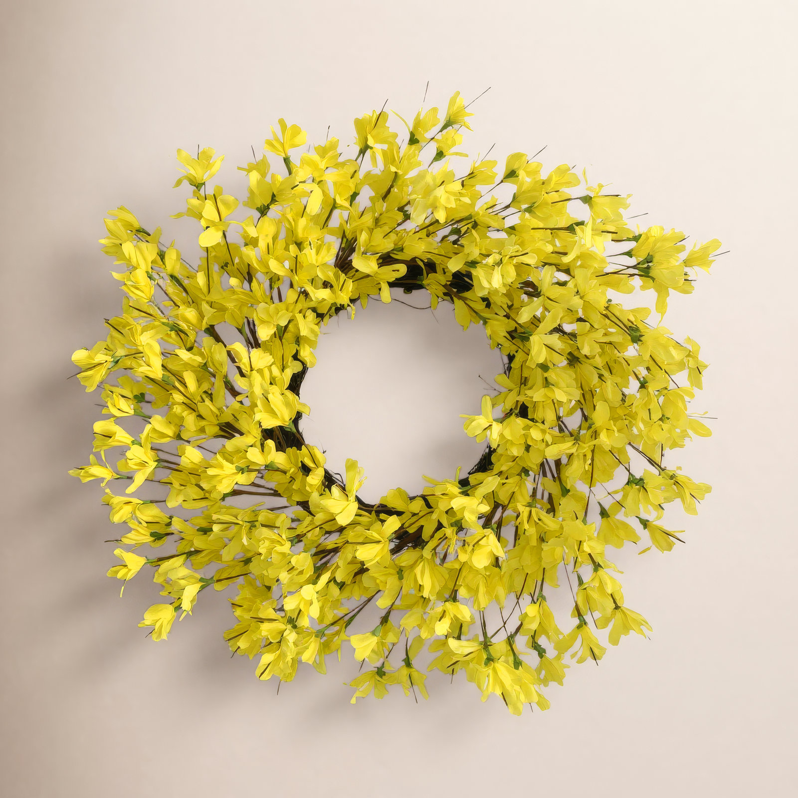 24" Handcrafted Forsythia Everyday Wreath, Yellow