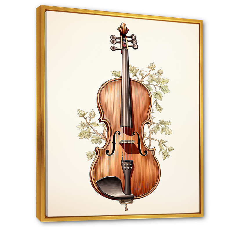 «Brown Brooding», Bourgogne, violoncelle, musique II - musique, art mural, Cadre flottant doré, H 32 po x l 16 po x P 1 po