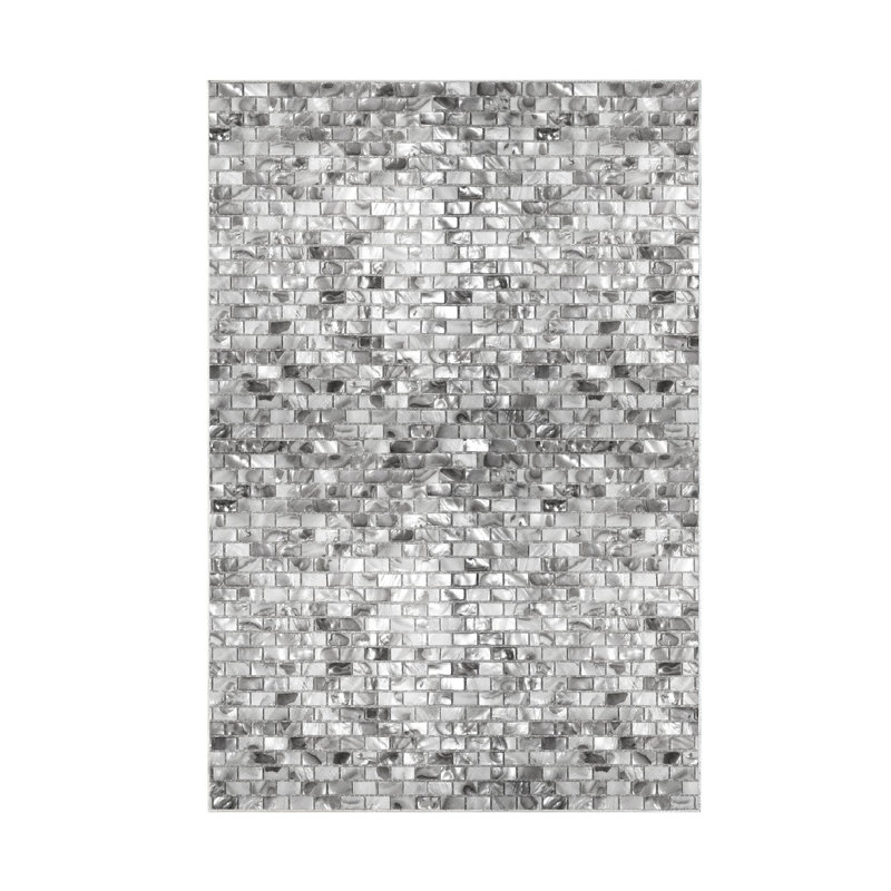 Tapis gris / noir / blanc en polyamide tissé à la machine Elvera, Rectangle 5 pi 3 po x 7 pi 7 po