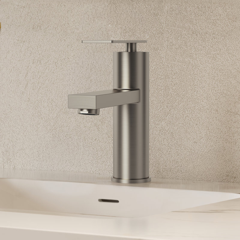 Robinet de salle de bain à un trou, robinet de salle de bain à poignée simple avec drain, Nickel brossé